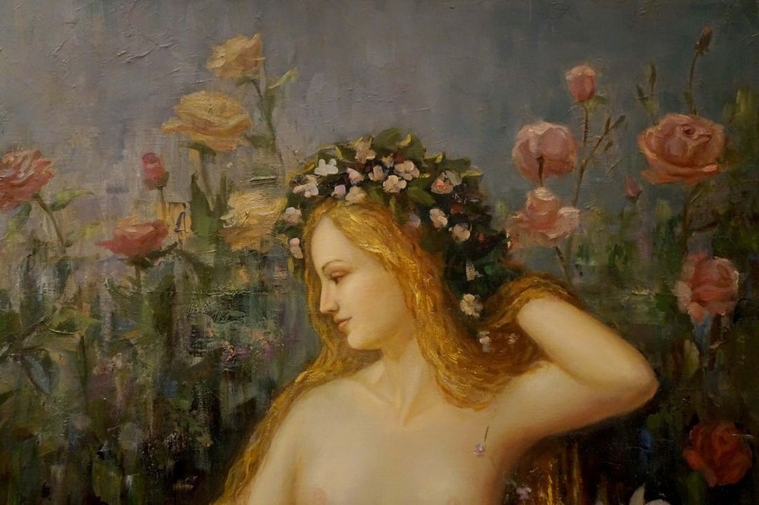 Oil painting Portrait of a naked girl Gustave Moneux - 4
