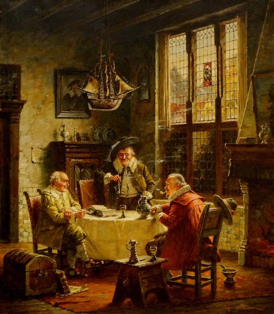 Oil painting Meeting friends Hein van Doren: Title: Oil painting Meeting friends Hein van Doren Description: NoVerne 37 *** ABOUT THIS PAINTING *** * TITLE: "Meeting friends" * ARTISTS: Hein van Doren * SIZE: 80x70 cm/'31.49x27.55 inches' * MEDI