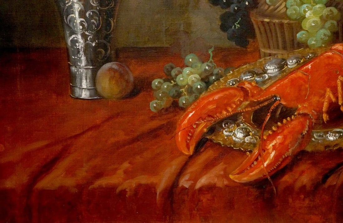 Oil painting Shrimp on the table Eduard Huber-Andorf - 2