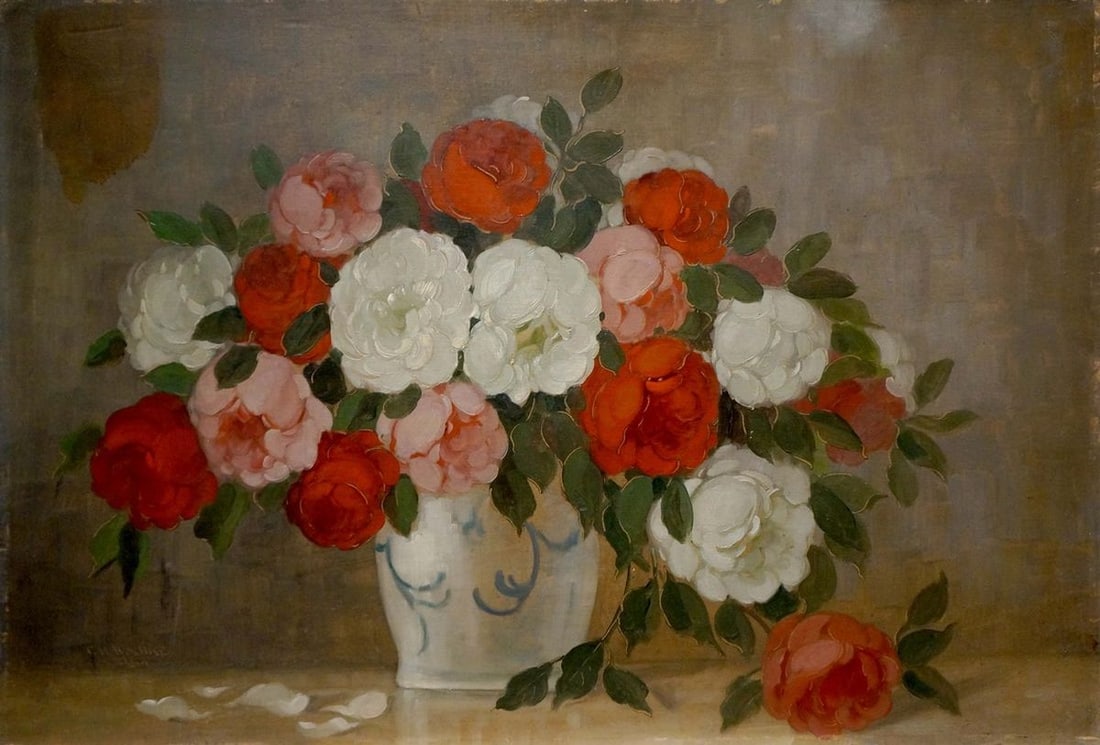 Oil painting Flowers P. Kavschke Mon: Title: Oil painting Flowers P. Kavschke Mon Description: NoVerne 51 *** ABOUT THIS PAINTING *** * TITLE: "Flowers" * ARTISTS: P. Kavschke Mon * SIZE: 70x100 cm/'27.55x39.37 inches' * MEDIUM: oil,