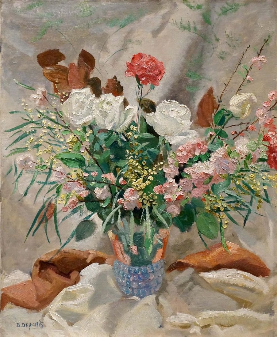 Oil painting Bouquet of flowers D. Deparis: Title: Oil painting Bouquet of flowers D. Deparis Description: NoVerne 57 *** ABOUT THIS PAINTING *** * TITLE: "Bouquet of flowers" * ARTISTS: D. Deparis * SIZE: 61x50 cm/'24.01x19.68 inches' * MEDIUM