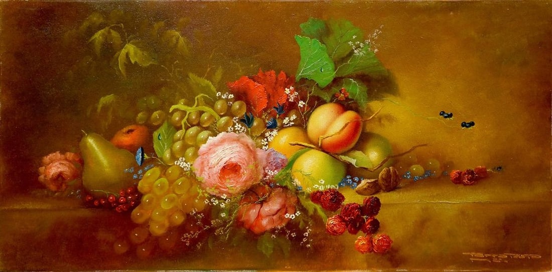 Oil painting Fruits Farraretto: Title: Oil painting Fruits Farraretto Description: NoVerne 59 *** ABOUT THIS PAINTING *** * TITLE: "Fruits" * ARTISTS: Farraretto * SIZE: 40x80 cm/'15.74x31.49 inches' * MEDIUM: oil, canvas * HAND PAI