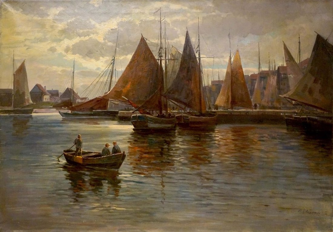 Oil painting River landscape Albert Blatter (1 of 8)