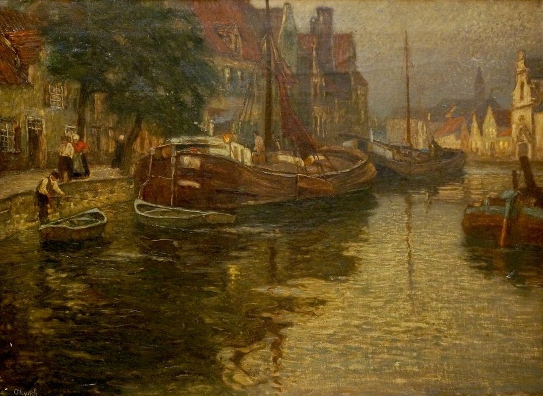 Oil painting City river Karl O'Lynch von Town (1 of 8)