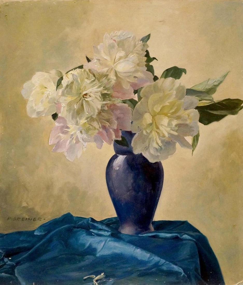 Oil painting Flowers P. Greinger: Title: Oil painting Flowers P. Greinger Description: NoVerne 90 *** ABOUT THIS PAINTING *** * TITLE: "Flowers" * ARTISTS: P. Greinger * SIZE: 60x50 cm/'23.62x19.68 inches' * MEDIUM: oil, hardboard * H