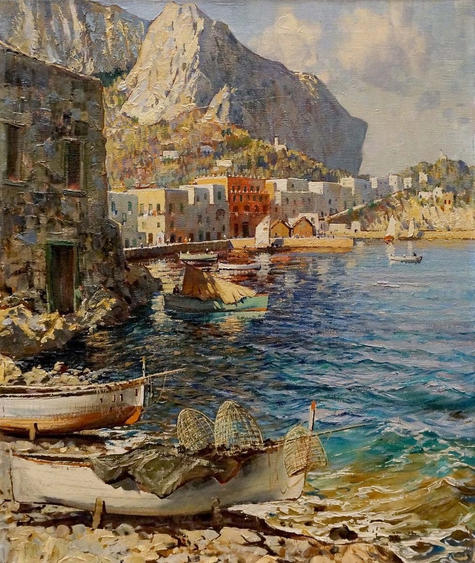 Oil painting Ischia maybe Felice Giordano: Title: Oil painting Ischia maybe Felice Giordano Description: NoVerne 94 *** ABOUT THIS PAINTING *** * TITLE: "Ischia" * ARTISTS: maybe Felice Giordano * SIZE: 60x49 cm/'23.62x19.29 inches' * MEDIUM:
