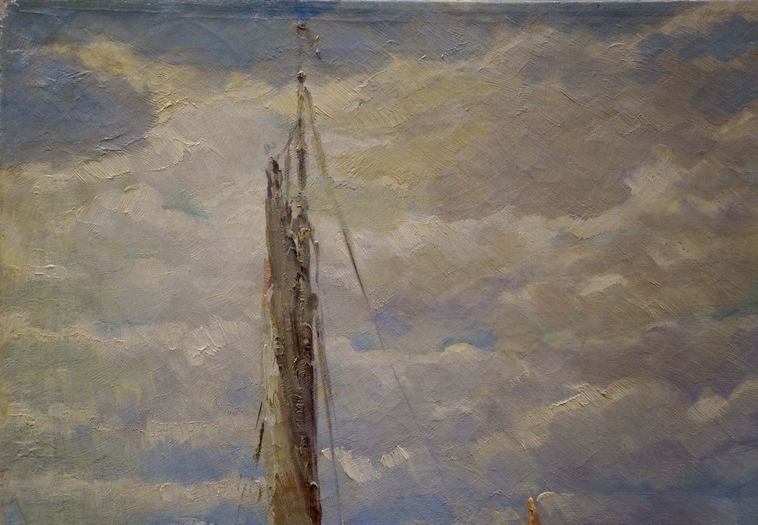 Oil painting Boats in the port - 3