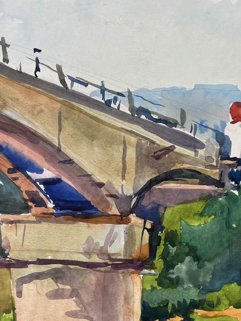 Watercolor painting Bridge over the river Oleg Litvinov - 9