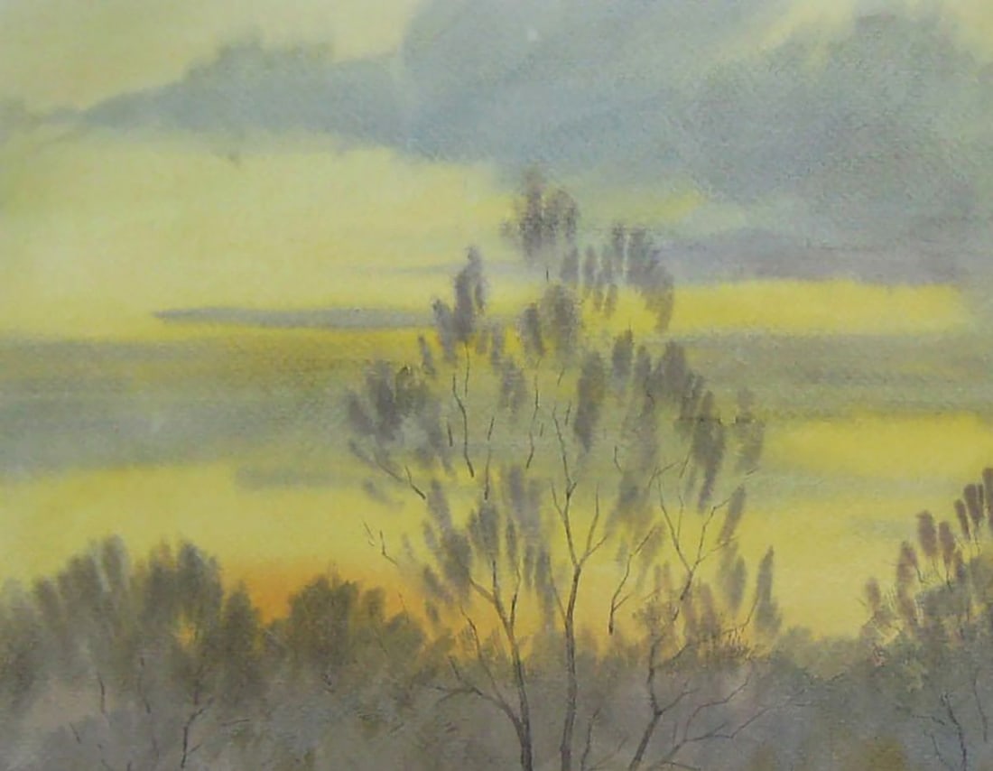 Watercolor painting The field was covered with snow Valery Savenets - 4
