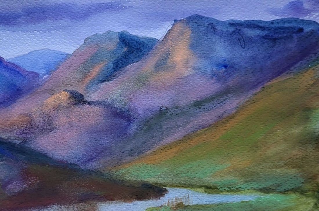 Watercolor painting Clouds ?ver the ridges Boris Serdyuk - 5