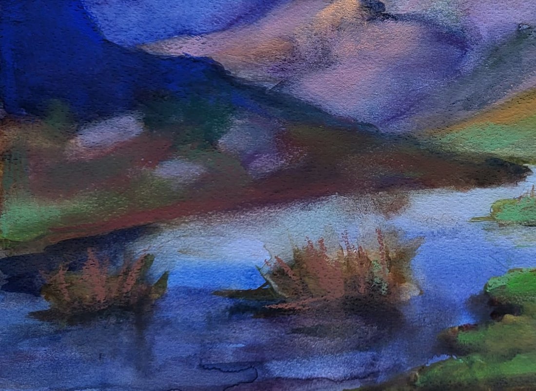 Watercolor painting Clouds ?ver the ridges Boris Serdyuk - 6
