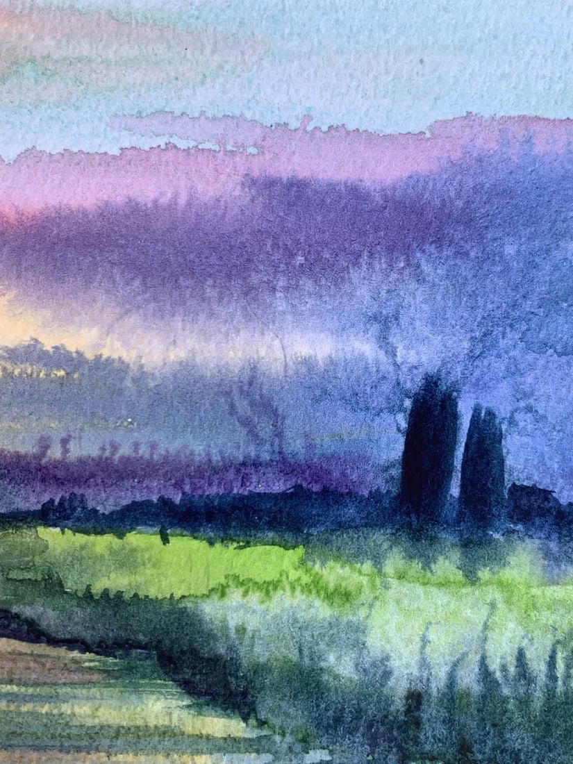 Watercolor painting Sun behind the clouds Svetlana Gramm - 10