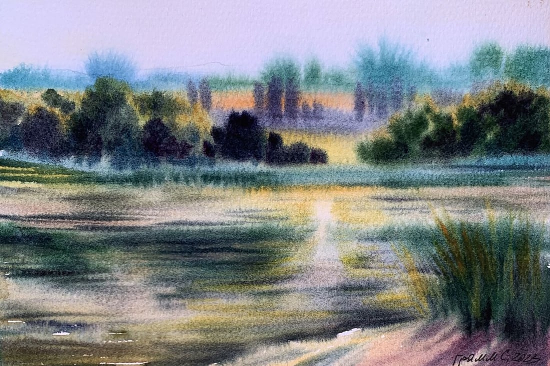 Pastel painting Reflection of the sun in the river Svetlana Gramm (1 of 12)