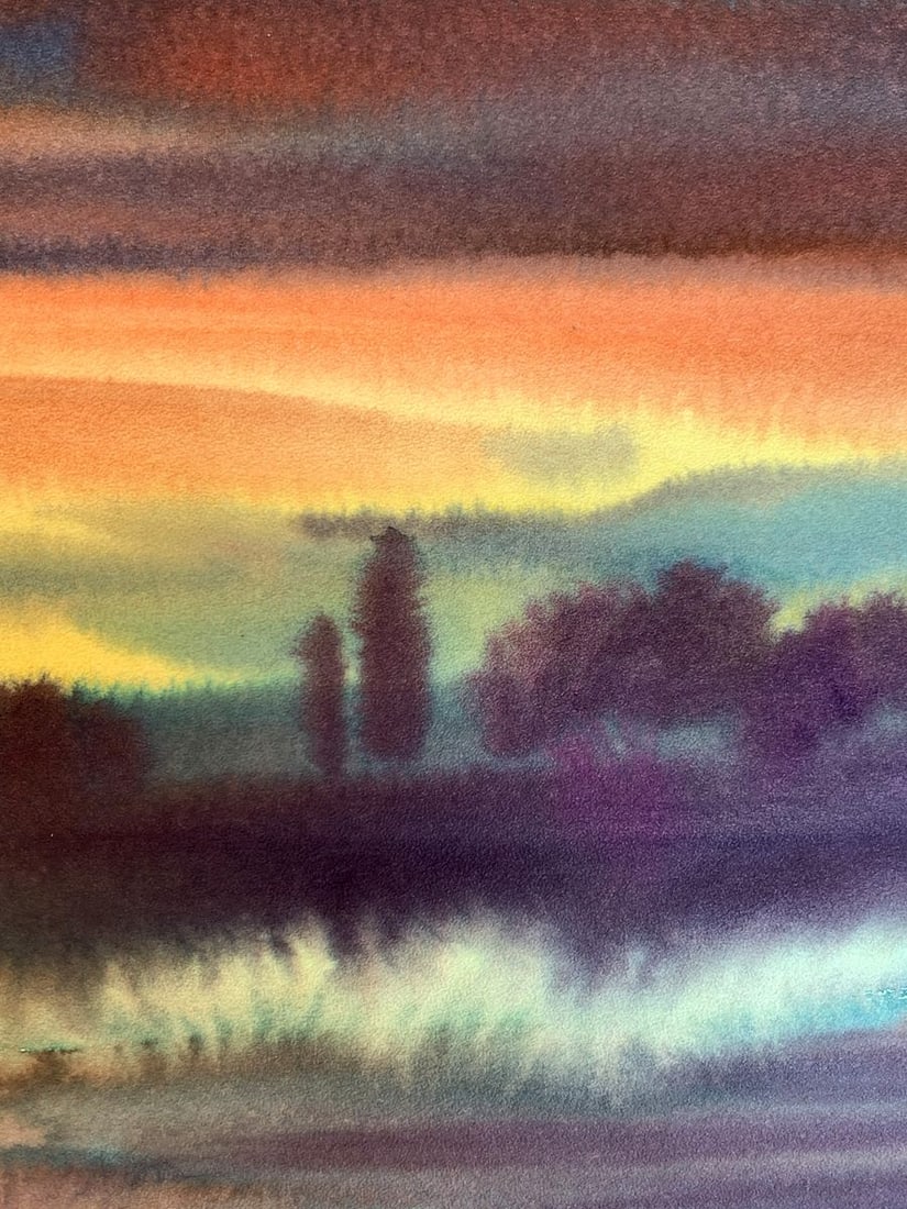 Watercolor painting Colorful evening Svetlana Gramm - 10