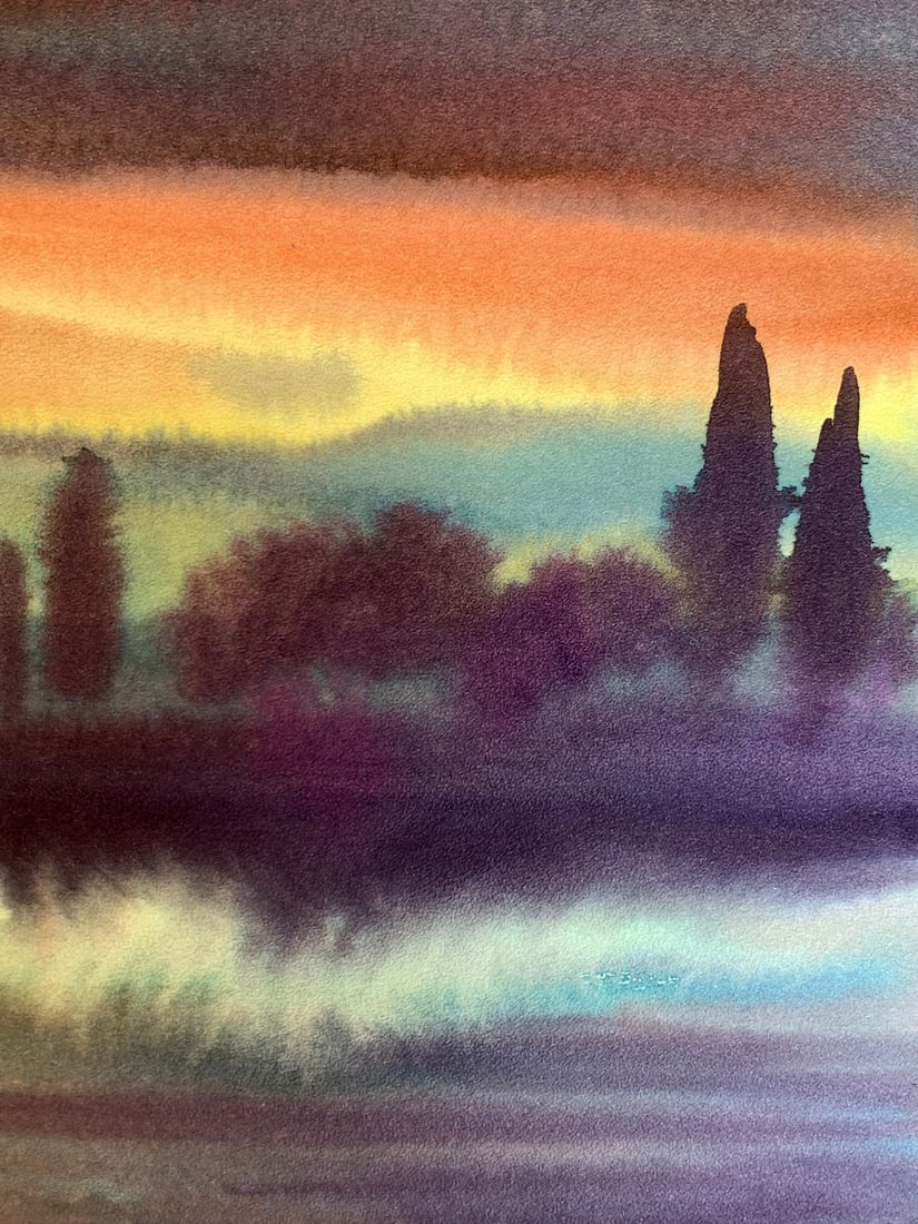 Watercolor painting Colorful evening Svetlana Gramm - 11