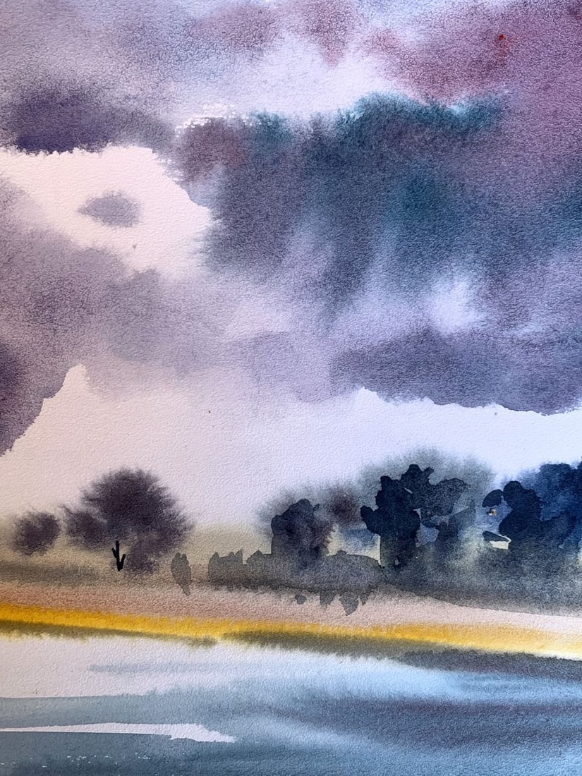 Watercolor painting Alone on the river Svetlana Gramm - 10