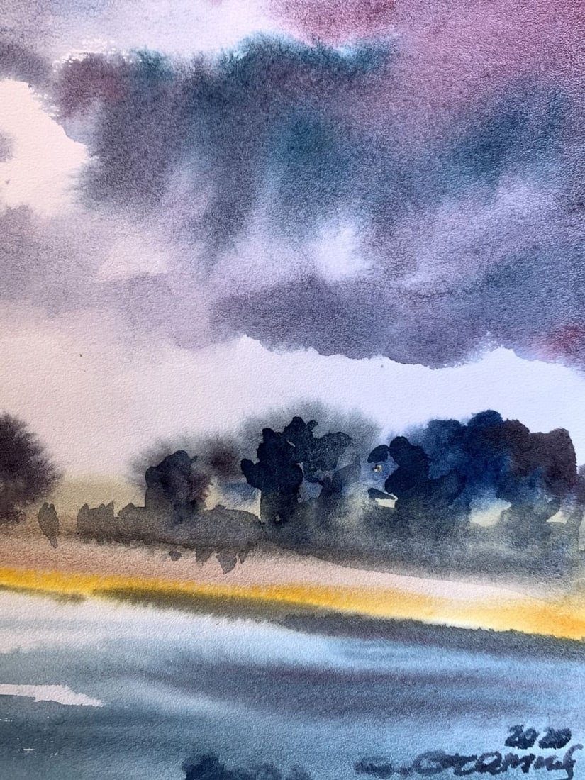 Watercolor painting Alone on the river Svetlana Gramm - 11