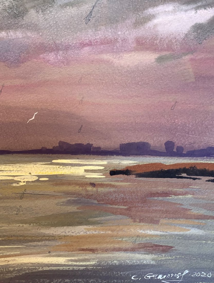 Watercolor painting Sunset on the spit Svetlana Gramm - 10