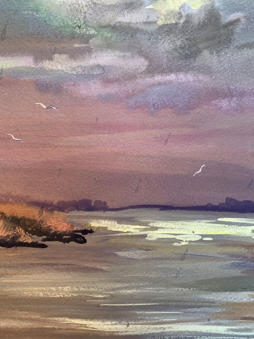 Watercolor painting Sunset on the spit Svetlana Gramm - 6