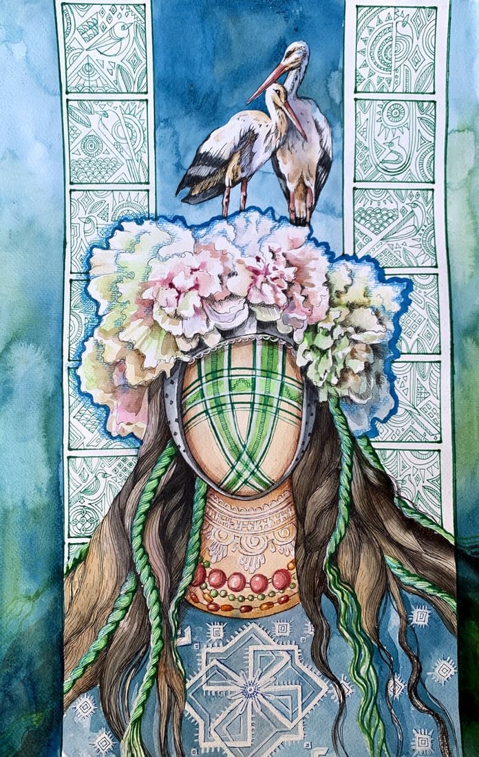Watercolor painting Guardian of the Renaissance Olga Ponomaryva: Title: Watercolor painting Guardian of the Renaissance Olga Ponomaryva Description: AAA3450The watercolor and pastel painting titled "Guardian of the Renaissance" presents a stunning composition rich 
