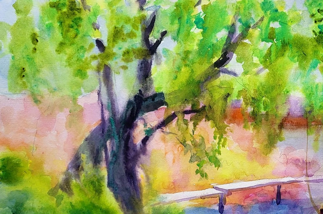Watercolor painting Reed bridge Serdyuk Boris Petrovich - 2