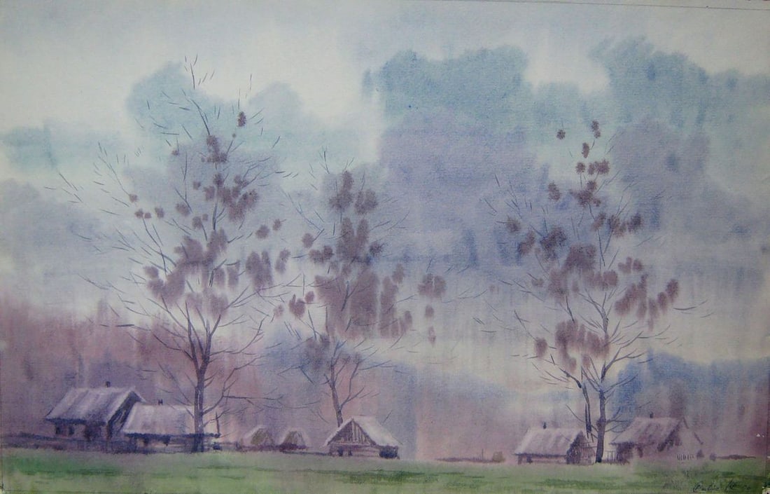 Watercolor painting Rainy morning Kalebets Valery: Title: Watercolor painting Rainy morning Kalebets Valery Description: Sav 186 *** ABOUT THIS PAINTING *** * TITLE: "Rainy morning" * ARTISTS: Kalebets Valery * SIZE: 31x49 cm/'12.20x19.29 inches' * ME