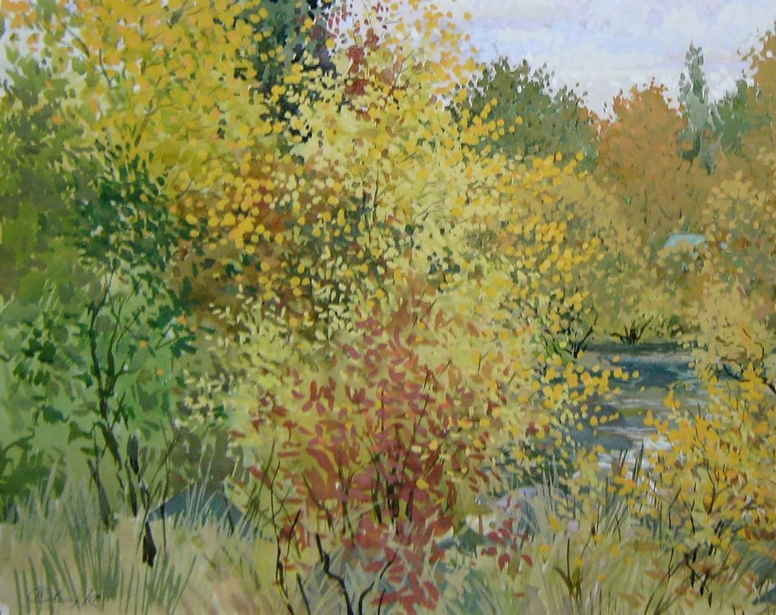 Watercolor painting Kamyanka River Kalebets Valery - 4