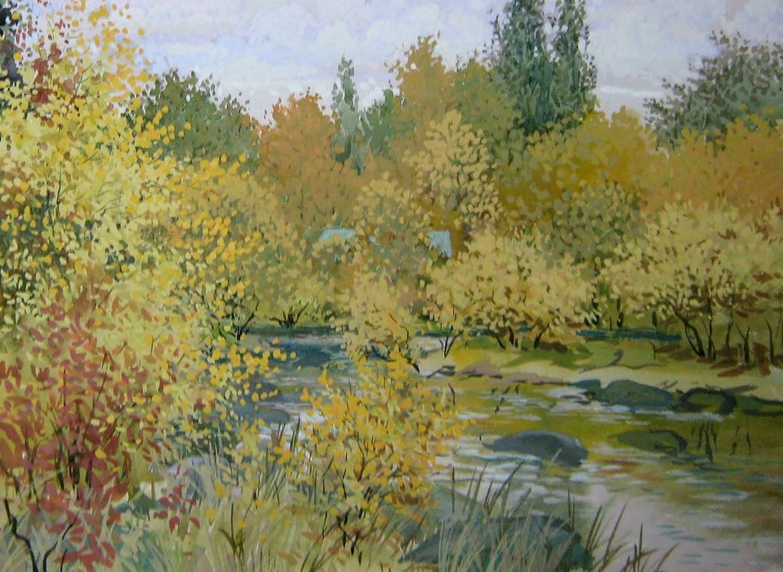 Watercolor painting Kamyanka River Kalebets Valery - 5