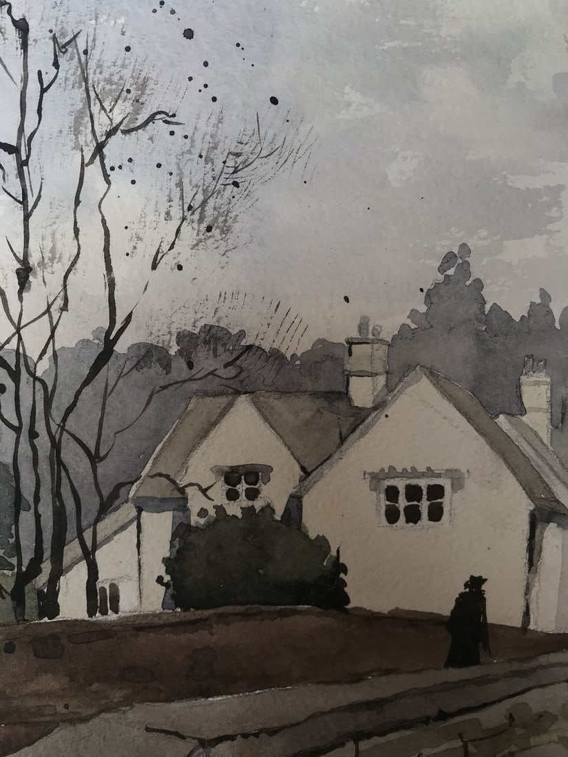Watercolor painting Old city Unknown artist - 6