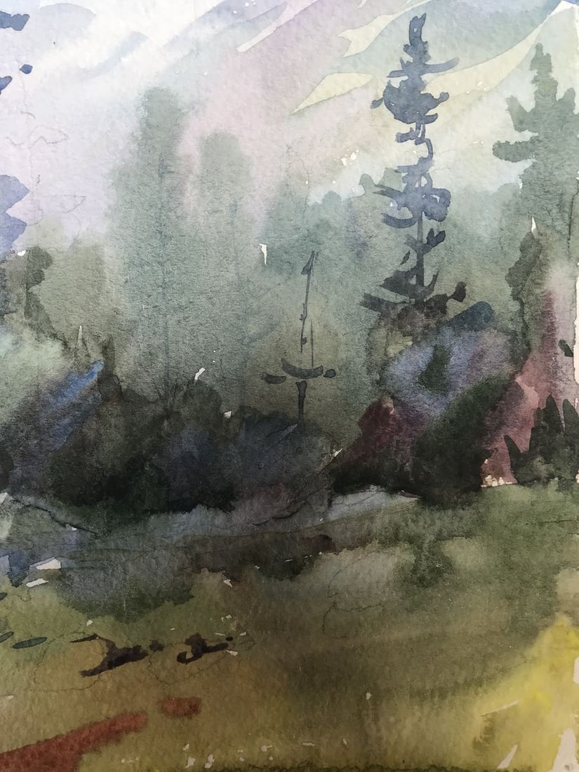 Watercolor painting Holidays in the mountains Unknown artist - 10