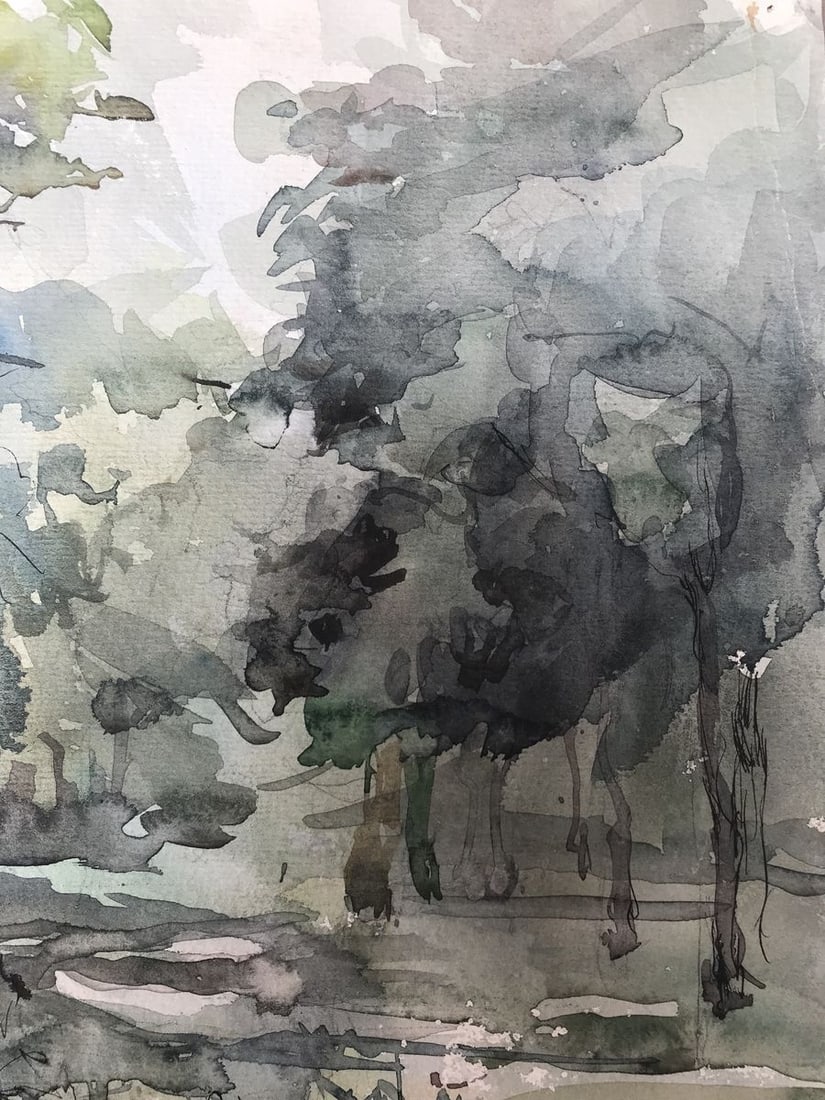 Watercolor painting In the dense forest Unknown artist - 5