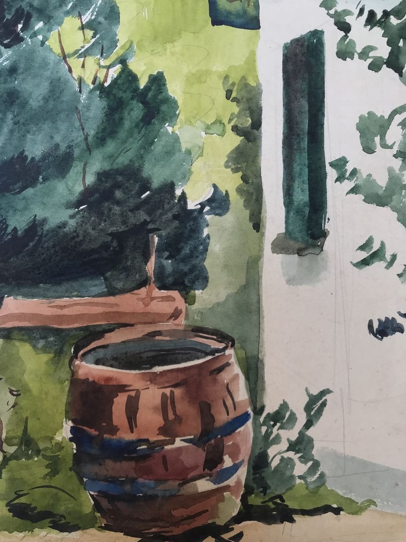 Watercolor painting Cozy yard Litvinov Oleg Arkad'yevich - 10