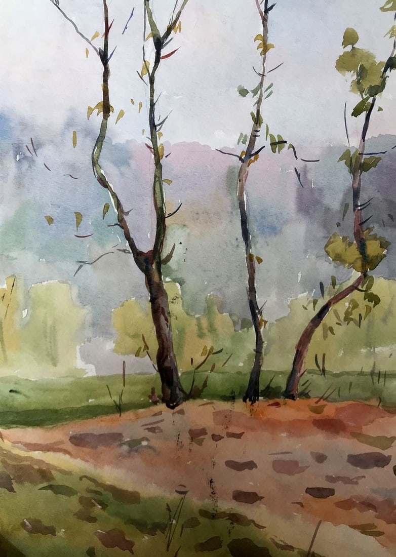 Watercolor painting In the forest Litvinov Oleg Arkad'yevich: Title: Watercolor painting In the forest Litvinov Oleg Arkad'yevich Description: AAA2877*** ABOUT THIS PAINTING **** TITLE: "In the forest"* ARTISTS: Litvinov Oleg Arkad'yevich* SIZE: 26.5x37 cm/'10.4