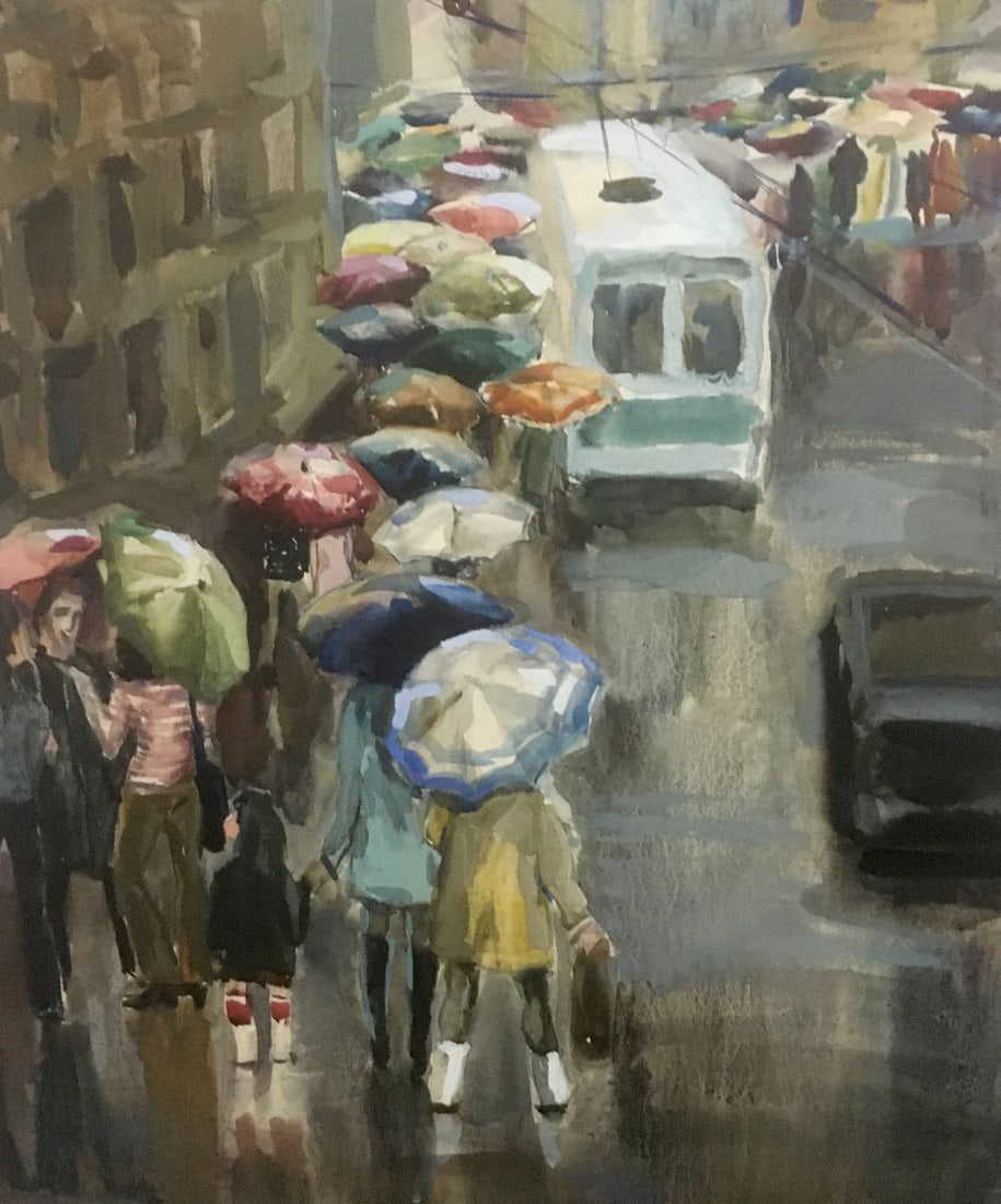 Watercolor painting Rain Palazhchenko Irina: Title: Watercolor painting Rain Palazhchenko Irina Description: 657 *** ABOUT THIS PAINTING *** * TITLE: "Rain" * ARTISTS: Palazhchenko Irina * SIZE: 51x44 cm/'20.07x17.32 inches' * MEDIUM: watercolor