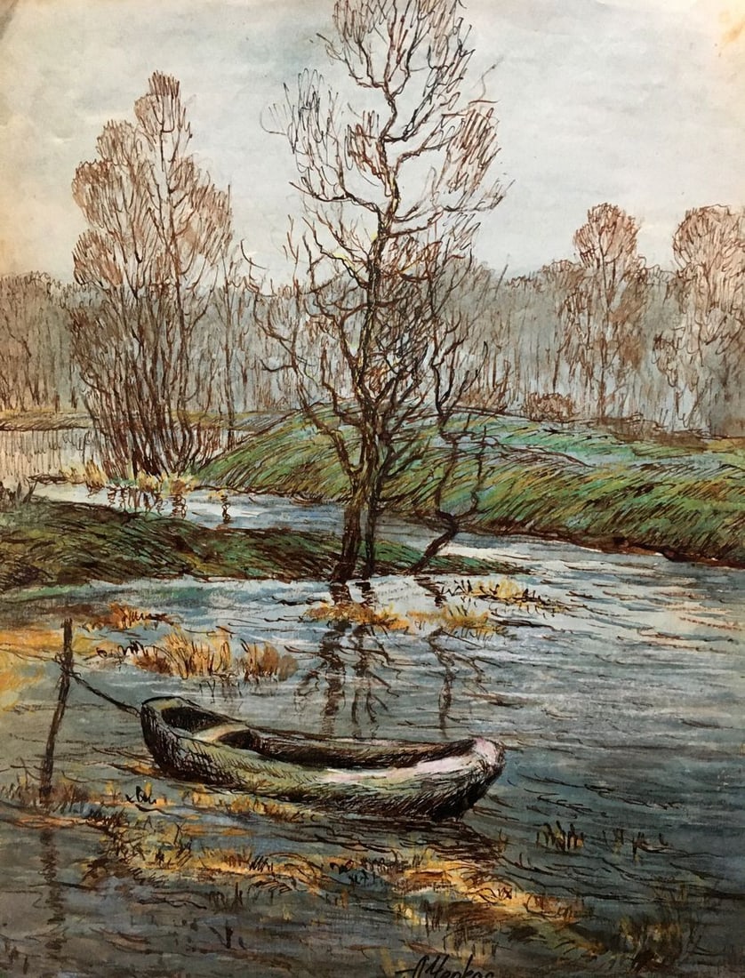 Watercolor painting River walk Cherkas A.G.: Title: Watercolor painting River walk Cherkas A.G. Description: 723 *** ABOUT THIS PAINTING *** * TITLE: "River walk" * ARTISTS: Cherkas A.G. * SIZE: 50x39 cm/'19.68x15.35 inches' * MEDIUM: watercolor
