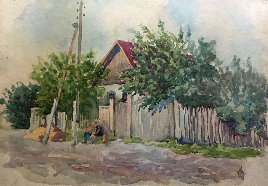 Watercolor painting Street Dmitry Lednev: Title: Watercolor painting Street Dmitry Lednev Description: 755 *** ABOUT THIS PAINTING *** * TITLE: "Street" * ARTISTS: Dmitry Lednev * SIZE: 29x40 cm/'11.41x15.74 inches' * MEDIUM: watercolor, card