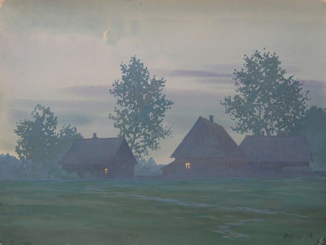 Watercolor painting Summer morning in the village Valery Savenets: Title: Watercolor painting Summer morning in the village Valery Savenets Description: Sav 406*** ABOUT THIS PAINTING **** TITLE: "Summer morning in the village"* ARTISTS: Valery Savenets* SIZE: 30x40 