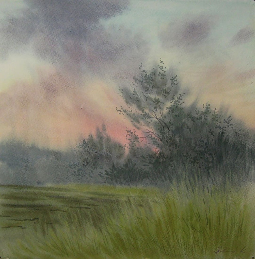 Watercolor painting Before the rain Valery Savenets: Title: Watercolor painting Before the rain Valery Savenets Description: Sav 416*** ABOUT THIS PAINTING **** TITLE: "Before the rain"* ARTISTS: Valery Savenets* SIZE: 30x30 cm/'11.81x11.81 inches'* MED