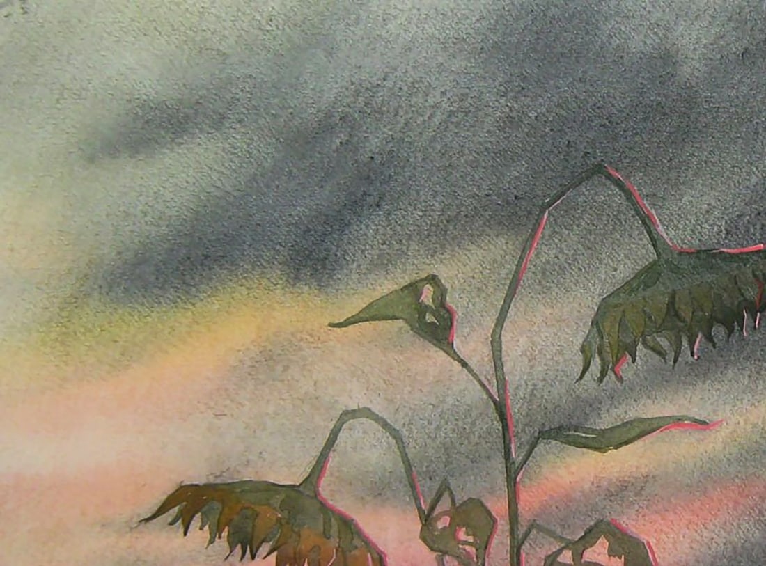 Watercolor painting Sunflower at sunset Valery Savenets - 4