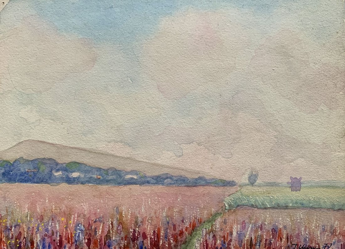 Watercolor painting Overlooking the wheat fields Ivan Tsyupka: Title: Watercolor painting Overlooking the wheat fields Ivan Tsyupka Description: 1744*** ABOUT THIS PAINTING **** TITLE: "Overlooking the wheat fields"* ARTISTS: Ivan Kirillovich Tsyupka* SIZE: