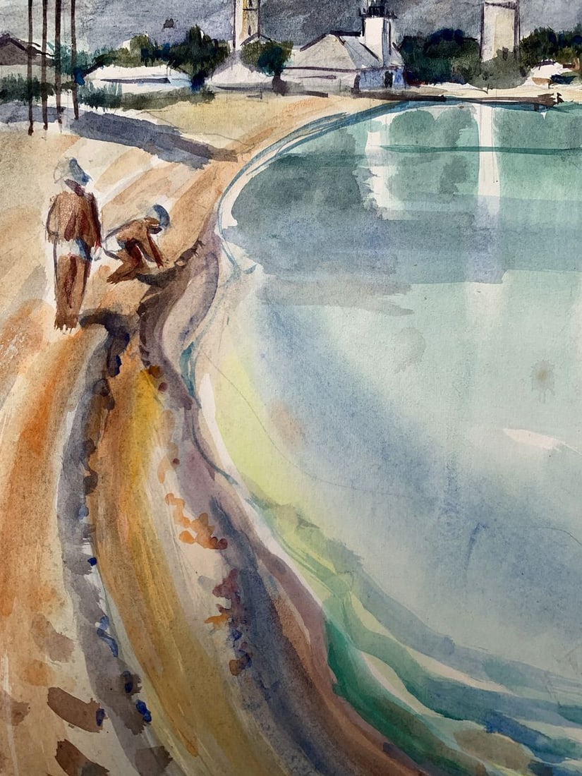 Watercolor painting City lake O. Umansky - 10