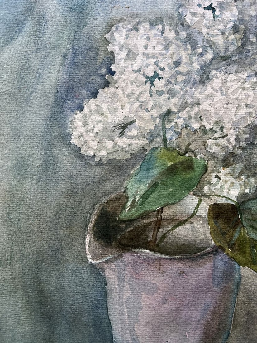 Watercolor painting White lilac V. Mishurovsky - 4