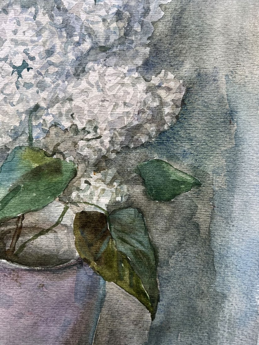 Watercolor painting White lilac V. Mishurovsky - 5