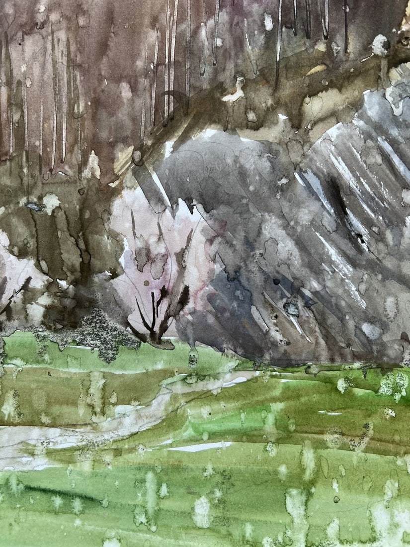 Watercolor painting It was raining above V. Mishurovsky - 5