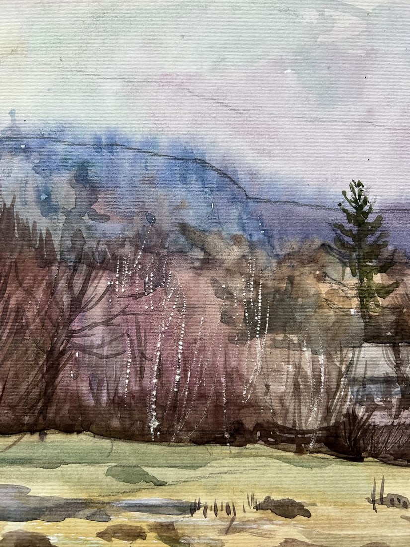 Watercolor painting A village in the mountains V. Mishurovsky - 4