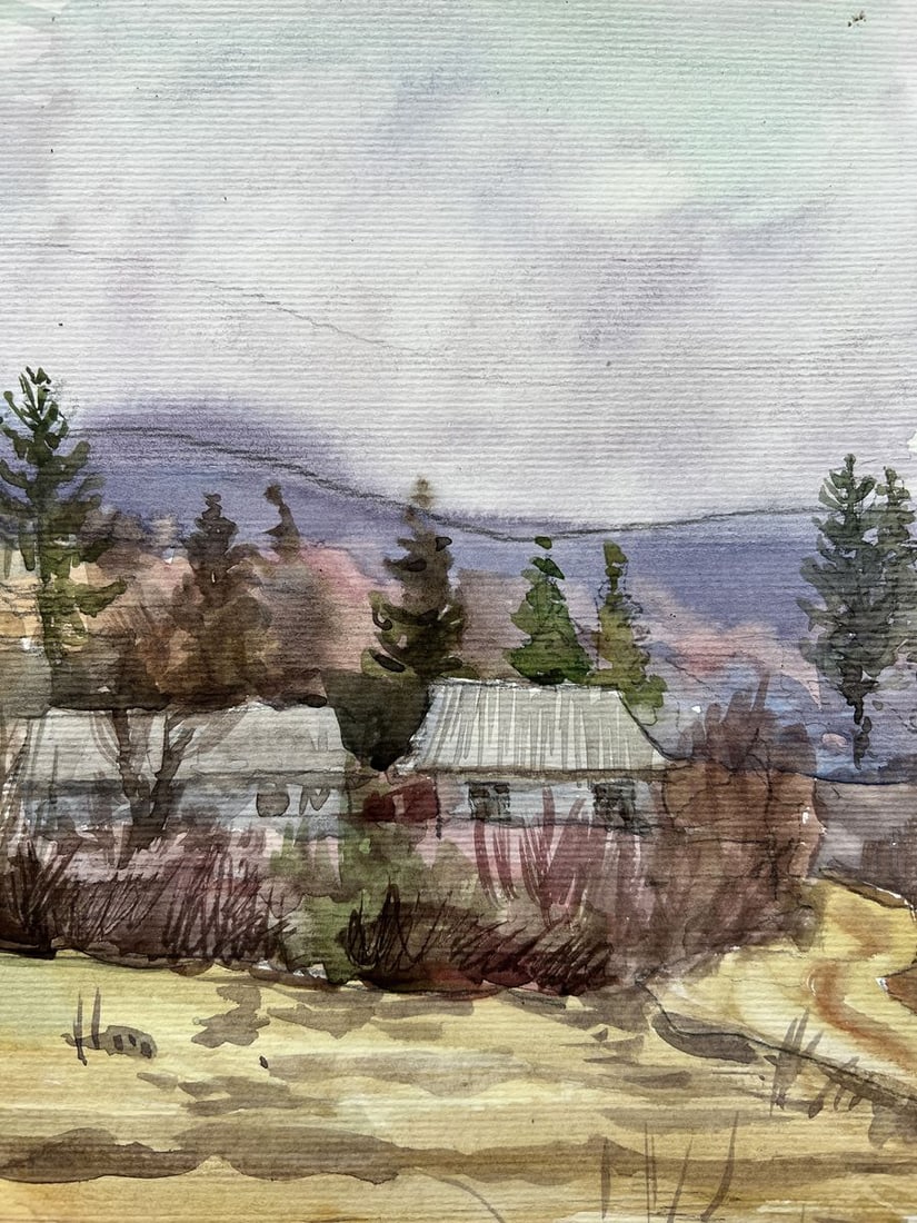 Watercolor painting A village in the mountains V. Mishurovsky - 6