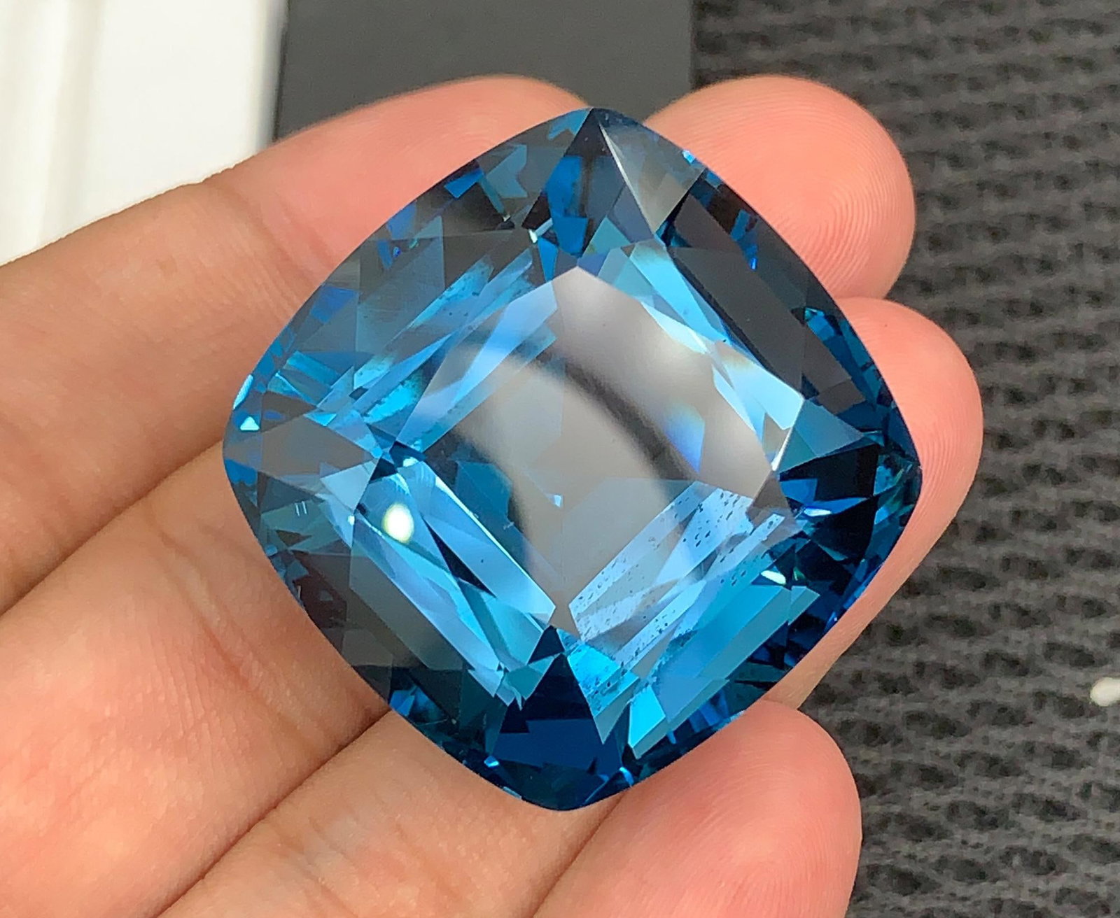 Certified Natural London Blue Topaz Gemstone: 169.29 Ct Cushion Cut Brazil Collector Stone - 4