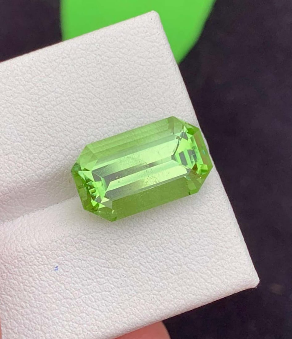Natural Peridot Gemstones, Top Color Emerald Cut Peridot Loose Gemstone From Pakistan, August - 2