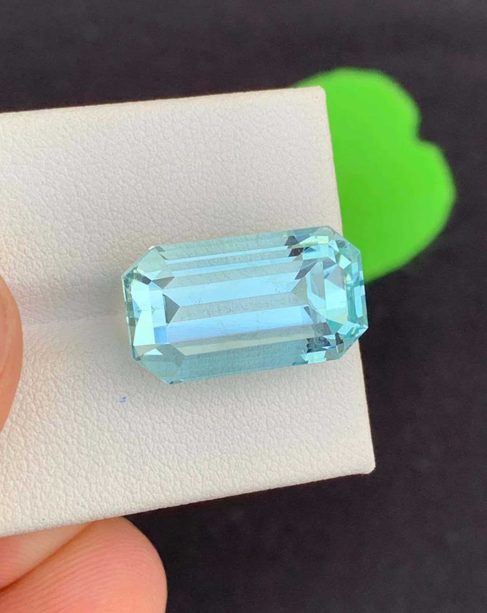 Emerald Cut Aquamarine Gemstone: 14.54 Carats, March Birthstone - 6