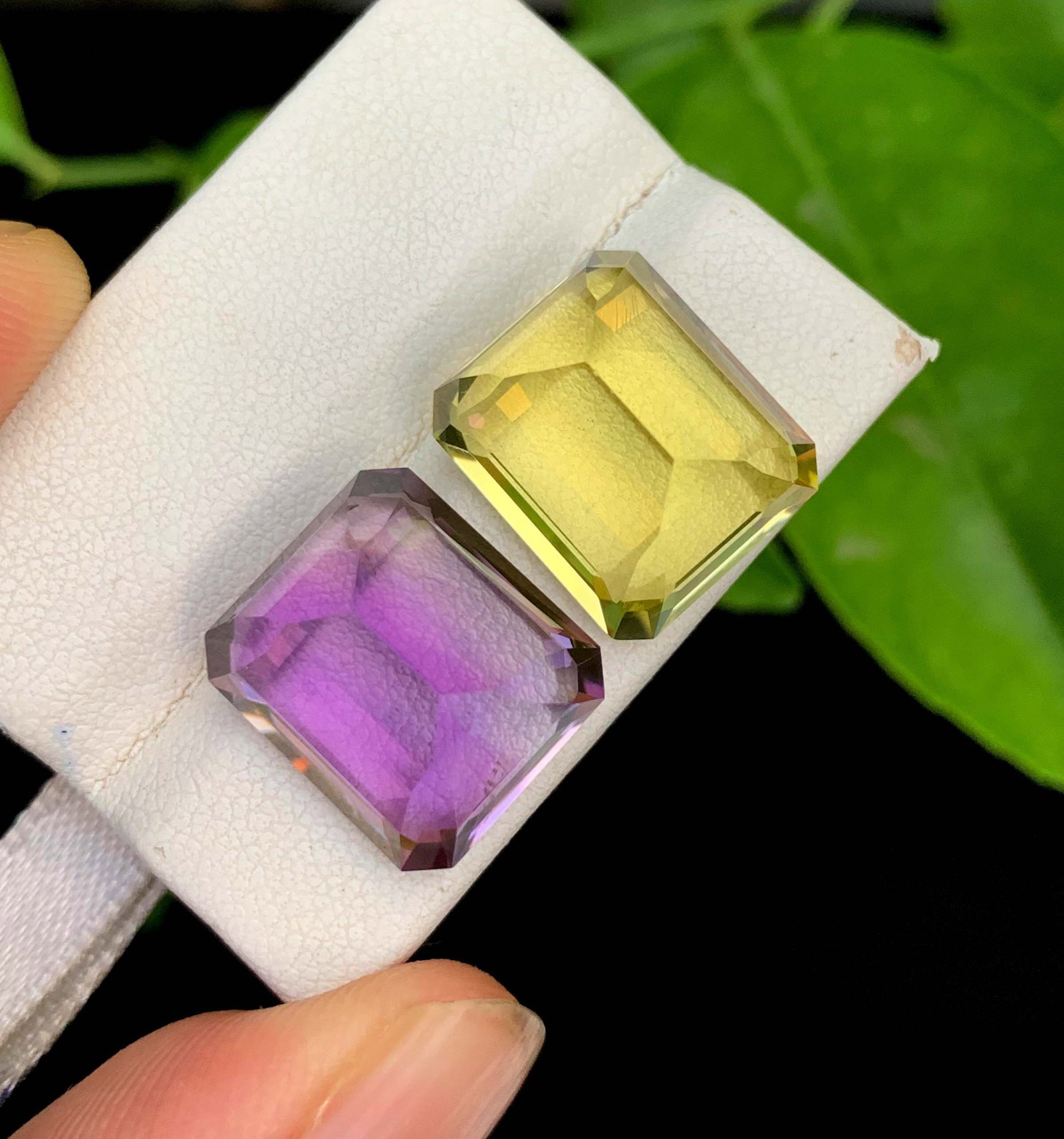 Amethyst Citrine Gemstone Pair: Emerald Cut, February Birthstone (28.00 Carat): Highlights Supplies for making crafts Materials: Gemstone: Amethyst Carat weight: 28.00 Natural Amethyst Gemstone, Fancy Cut Amethyst And Citrine Reverse Pair Loos Gemstones February Birthstone Proper